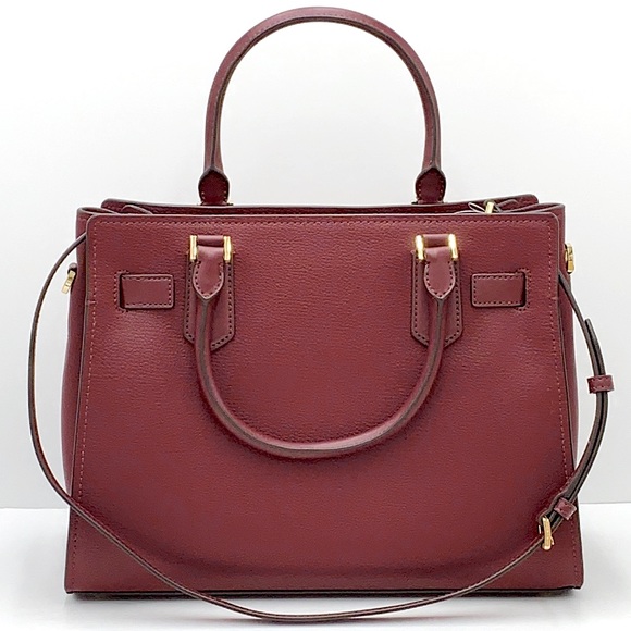 Michael Kors Hamilton Meidum Satchel Shoulder Crossbody Bag DARK CHERRY colon - Picture 4 of 16
